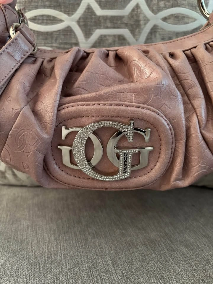 Guess Y2K Blush Pink Monogram Hobo Shoulder Bag - photo 3