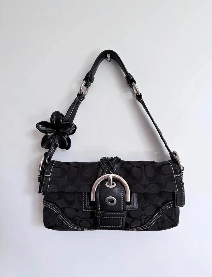 Coach Black Braided Buckle Flap Soho bag
