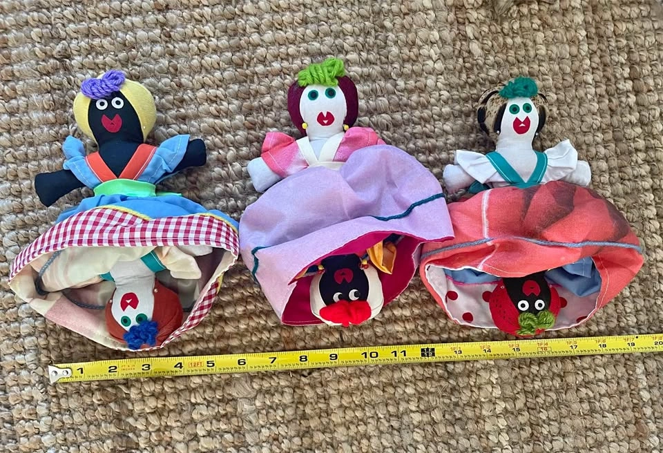 $20 all 3 Double Sided Topsy Turvy Doll Folk Art Handmade