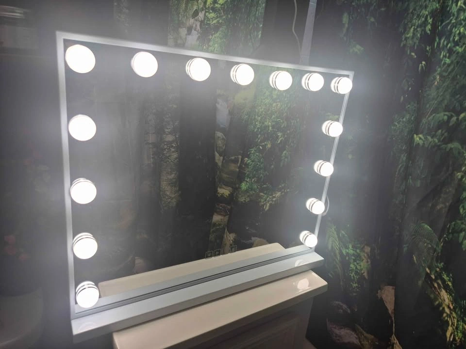 New Wall/Desk Mirror with Bluetooth Speakers & Lights, 23x18" - photo 2