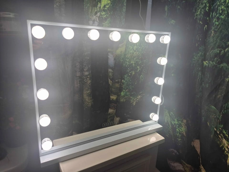 New Wall/Desk Mirror with Bluetooth Speakers & Lights, 23x18" - photo 3