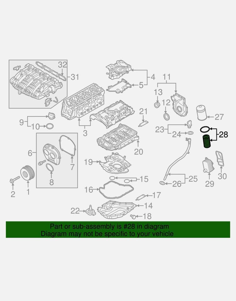 OEM VW Engine Oil Filter 06L 115 562 B & Oil Ring - photo 4