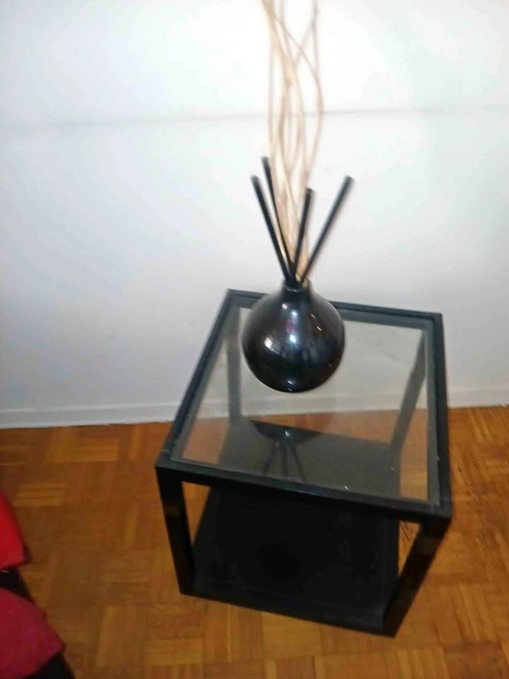 Side table with glass surface moving out sales