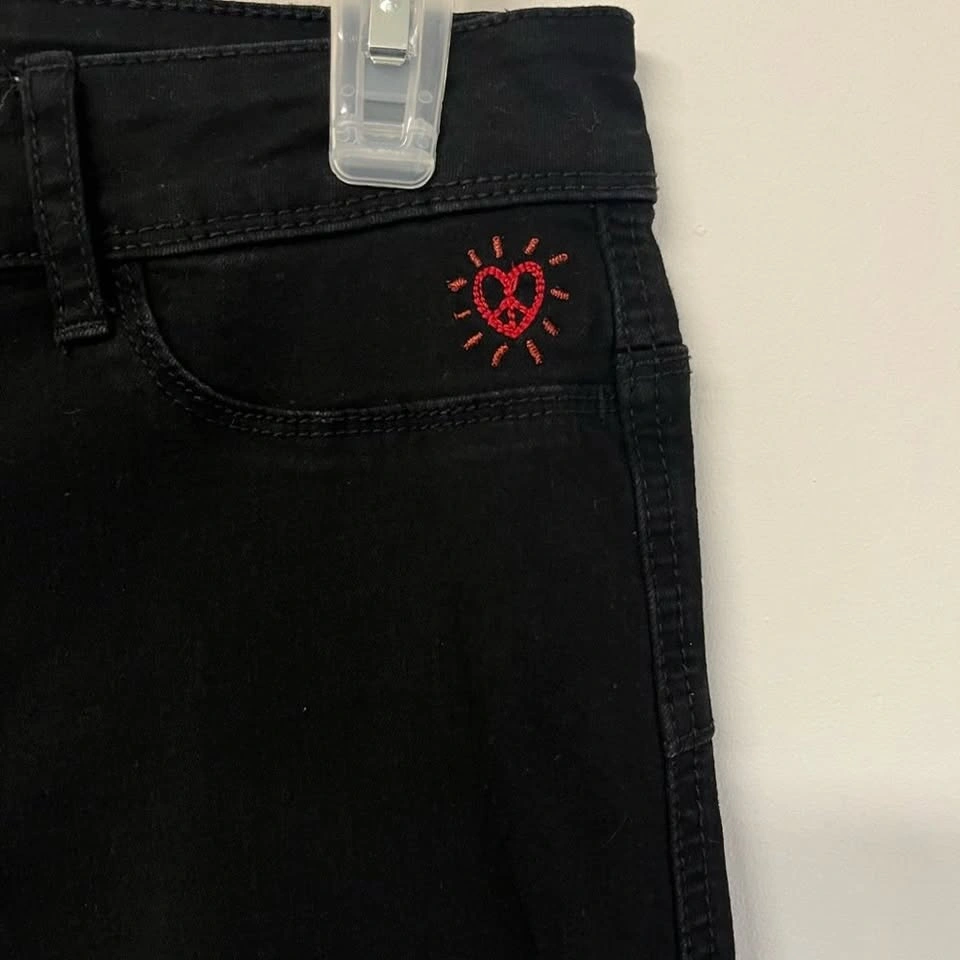 Desigual Black Sun Embroidered High Rise Ankle Crop Raw Hem Jean - photo 3