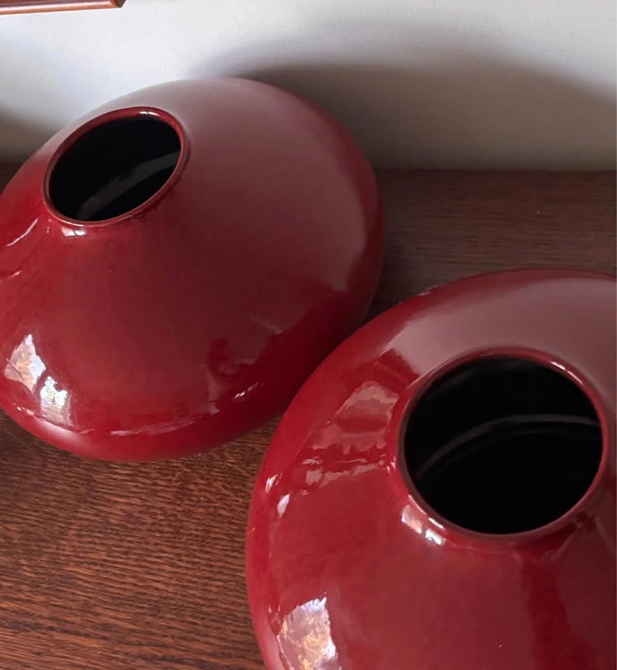 Pair of Vintage Scheurich Amano Red UFO Vases W. Germany - photo 4