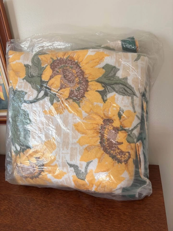 Vintage 70s Beacon Sunflower Plush Blanket Deadstock Rare King S - photo 2