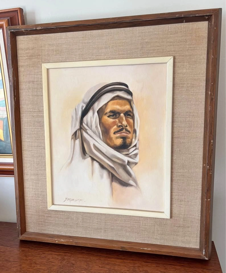 Leslie Borleske Original Oil Painting Arab Mid Century