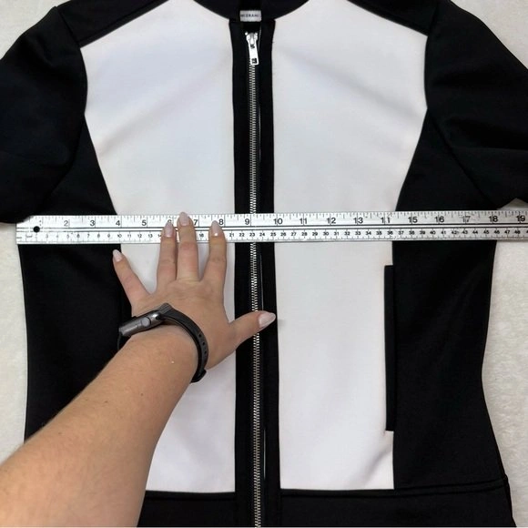 Isaac Mizrahi Live Black White Colorblock Full Zip Blazer Jacket - photo 4