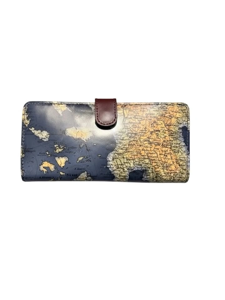 NWT Patricia Nash Bifold Wallet Greek Isles Map Print RFID