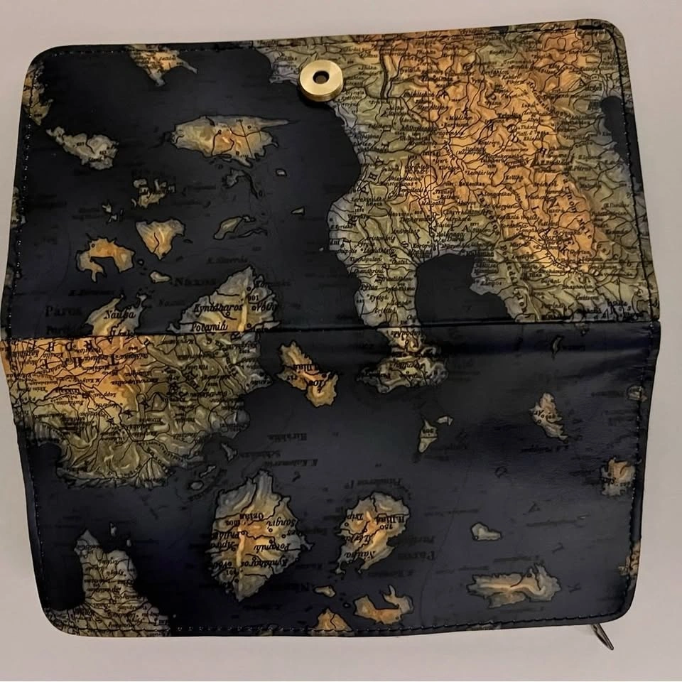 NWT Patricia Nash Bifold Wallet Greek Isles Map Print RFID - photo 4