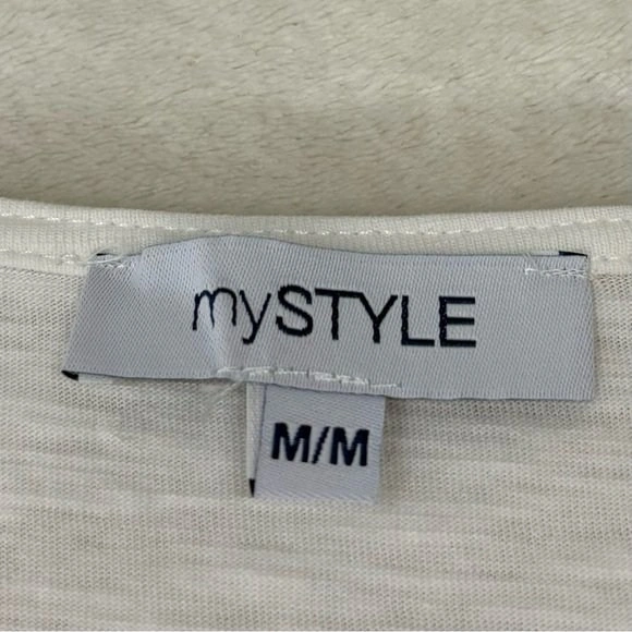 MyStyle White Cotton Lace Up V Neck Peplum Tank Top Size M - photo 4