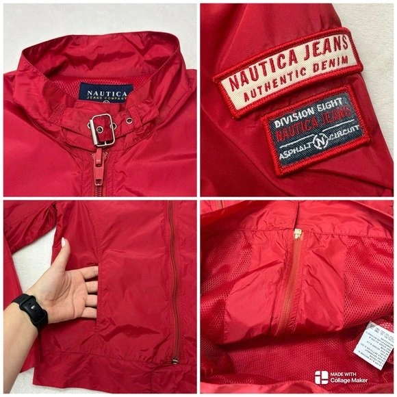 Nautica Jeans Company Red Windbreaker Jacket Size M - photo 2