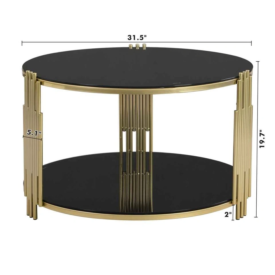 NEW Modern Round Black Glass Coffee Table - photo 5