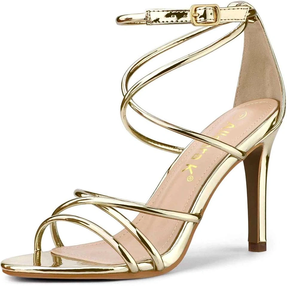 NEW Gold Strappy Stiletto Sandals