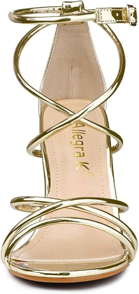 NEW Gold Strappy Stiletto Sandals - photo 4