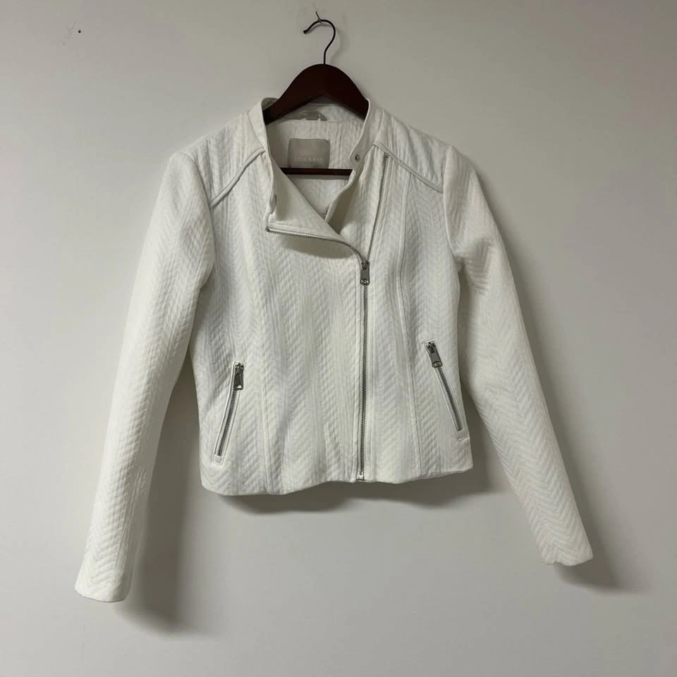 Soia & Kyo White Moto Jacket Asymmetric Zip Biker Medium - photo 4