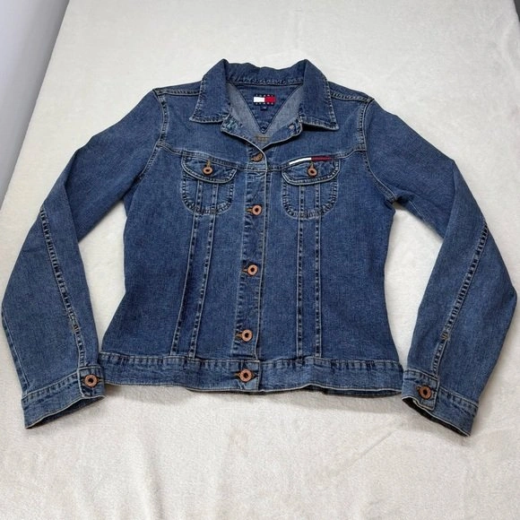 Tommy Jeans Denim Jacket Womens Size L Medium Wash Stretch - photo 3