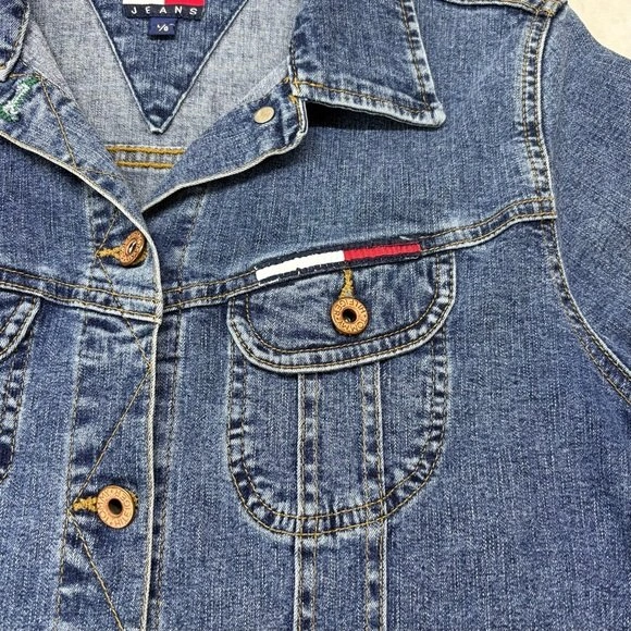 Tommy Jeans Denim Jacket Womens Size L Medium Wash Stretch - photo 4