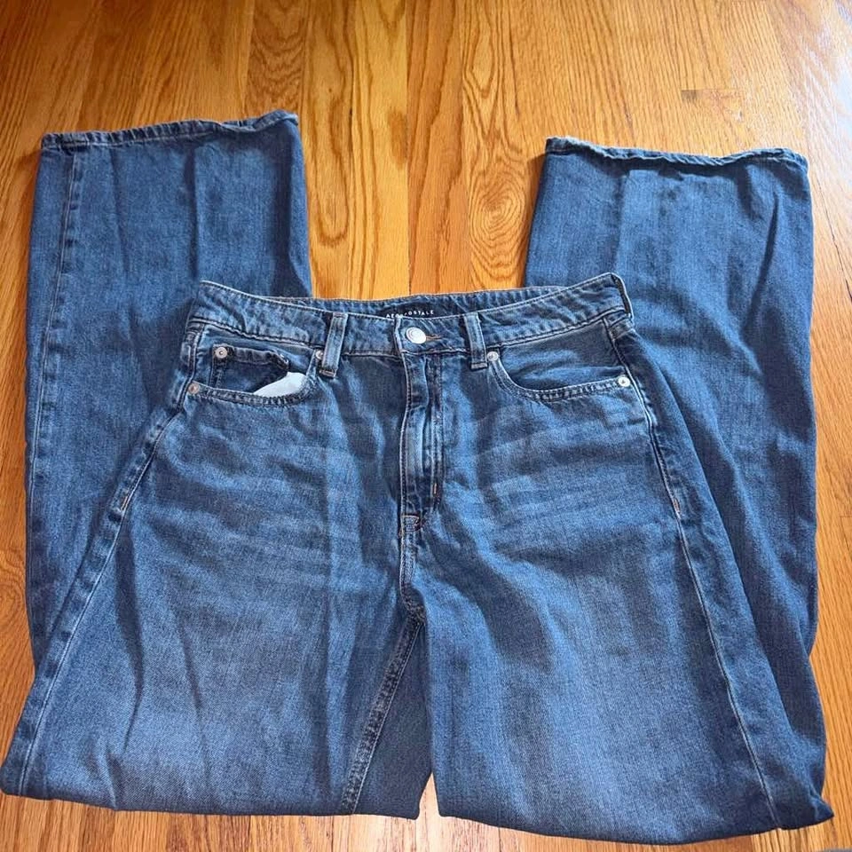 High rise wide leg aero blue denim jeans size 6