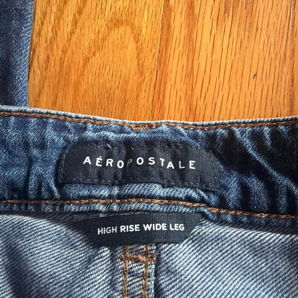 High rise wide leg aero blue denim jeans size 6 - photo 2