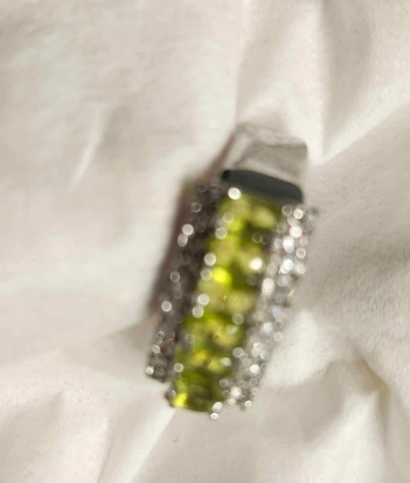 RING 10K plate Faux Gemstones green and clear - photo 3