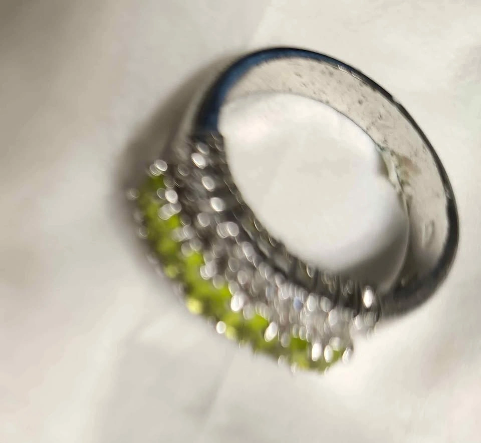 RING 10K plate Faux Gemstones green and clear - photo 4
