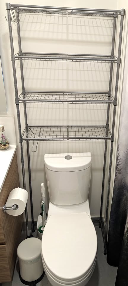 4 Tier Over Toilet Steel Rack Silver Gray Songmics - photo 4