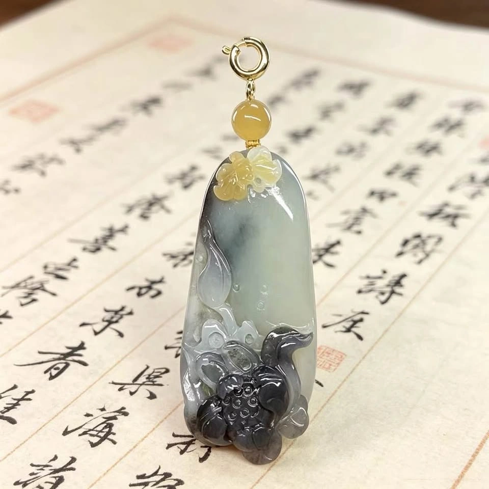 Ink Wash Jade Lotus Pendant - photo 2