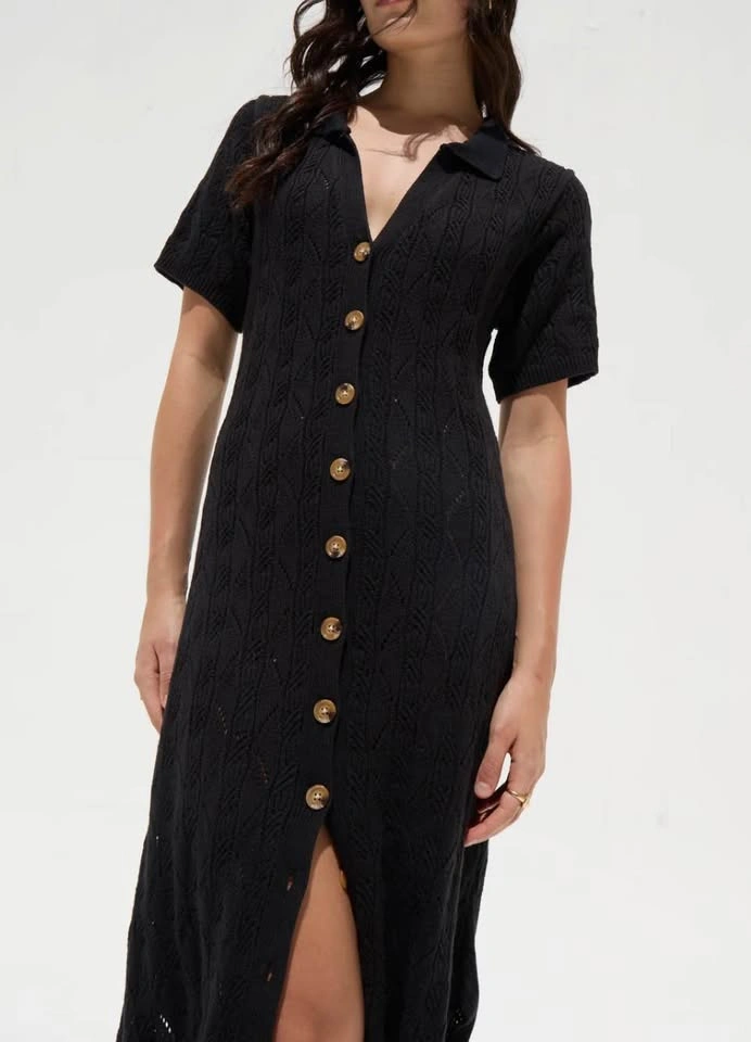 Deluc Aveiro knit dress, black, NWT, S
