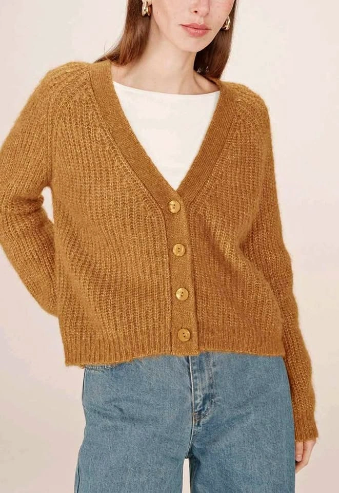 Grace & Mila cardigan, v-neck, gold/dark yellow, 1