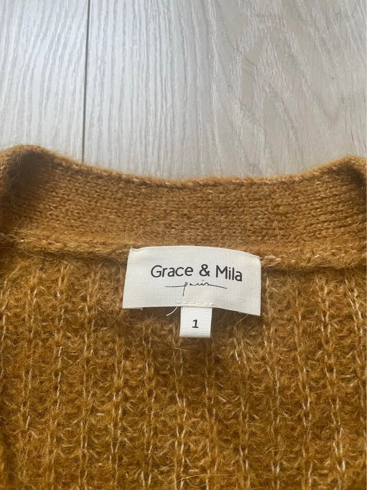 Grace & Mila cardigan, v-neck, gold/dark yellow, 1 - photo 3