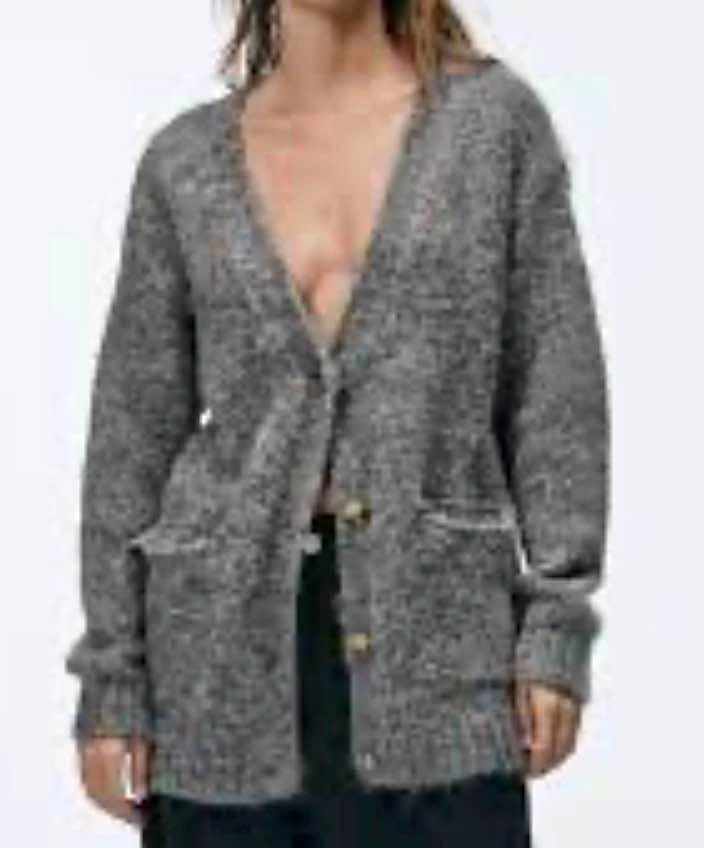 Zara cozy oversized charcoal cardigan, M