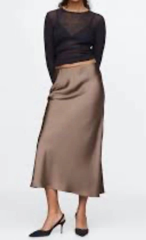 GAP maxi skirt, satin, Rock brown, petite XS, MWT - photo 2