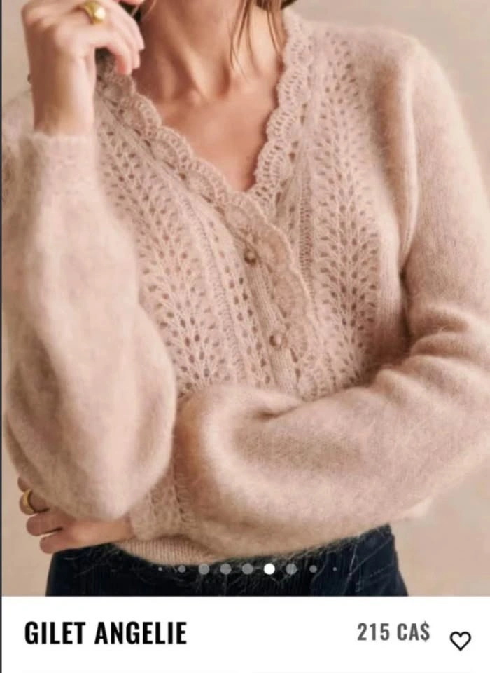 Sézane Angelie cardigan, S, marled beige, excellent condition - photo 2