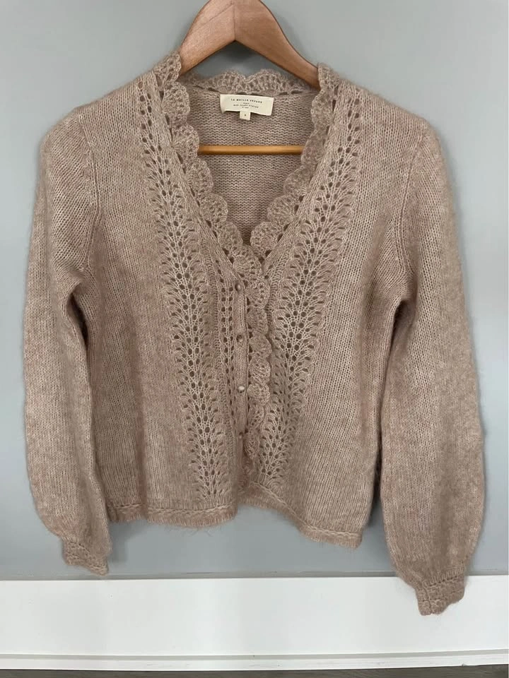 Sézane Angelie cardigan, S, marled beige, excellent condition - photo 4