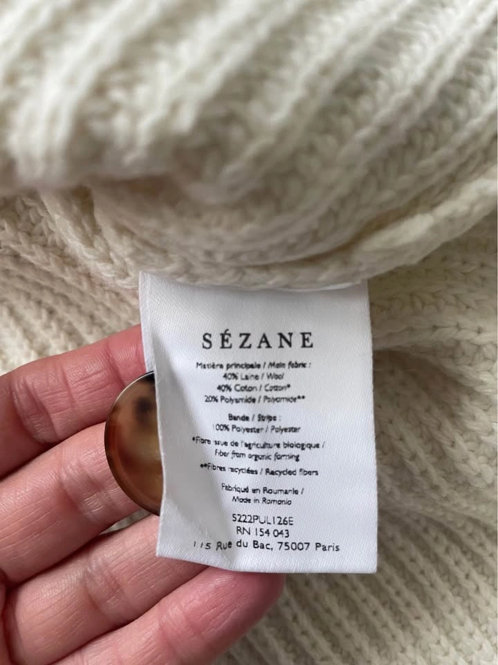 Sézane Adrian jumper, oversized XXS, ecru (cream), new without t - photo 4