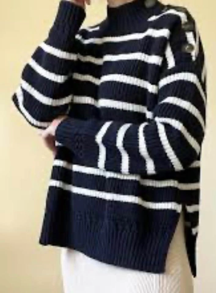 Sézane Adrian jumper, oversized XXS, navy and white stripes, NWO - photo 2