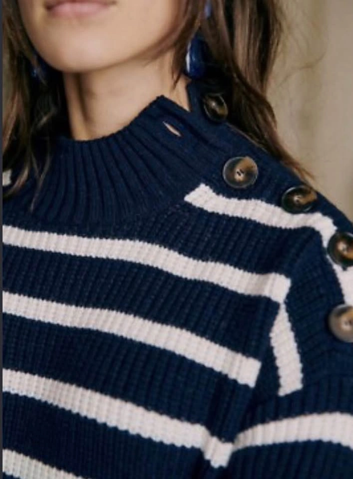Sézane Adrian jumper, oversized XXS, navy and white stripes, NWO - photo 3