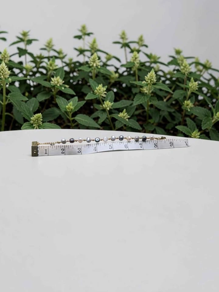 Baroque Freshwater Pearl Bracelet Gold Beaded Chain - photo 5