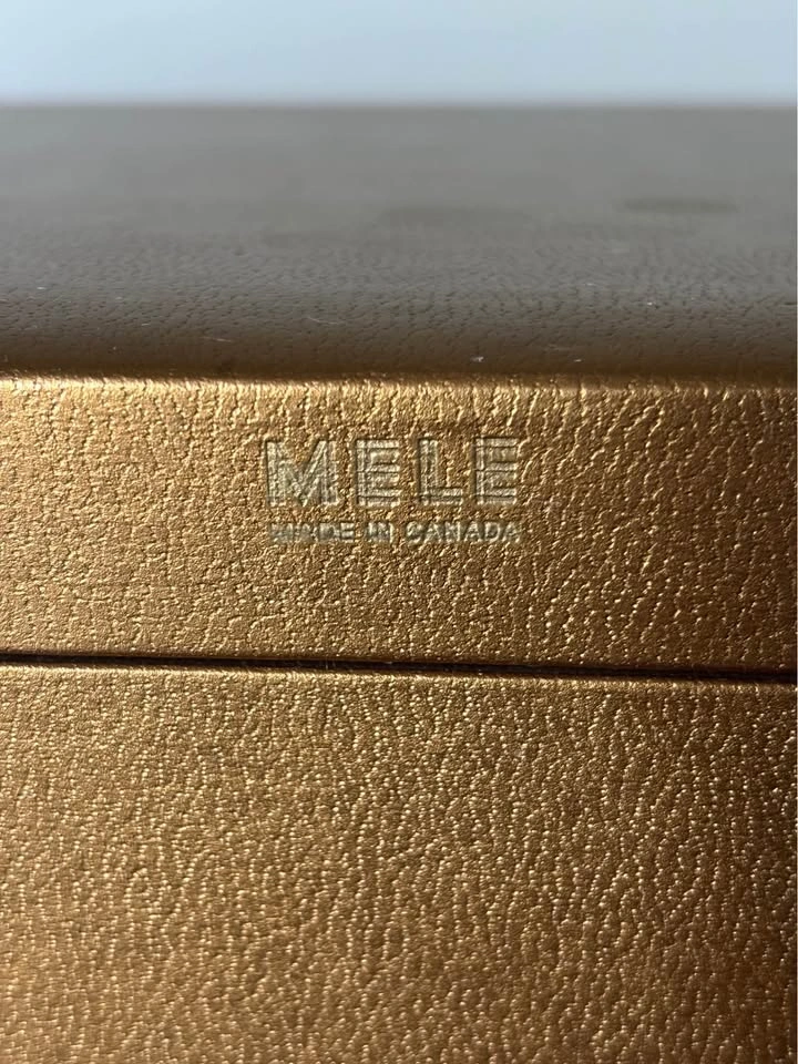 Vintage Mele Automatic Cantilever Jewelry Box Gold Faux Leather - photo 4