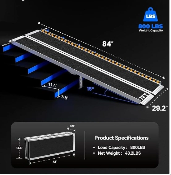 7Ft Foldable Wheelchair ramp 800LB Capacity - photo 3