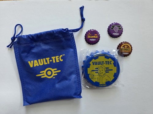 Fallout Jones Soda Vault-Tec Bottle Opener Magnet + 3 Caps + Min