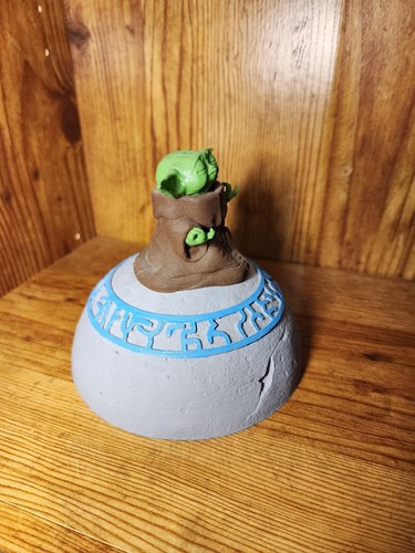 Grogu meditating, AKA Baby Yoda, The Child sitting on Jedi Stone - photo 2