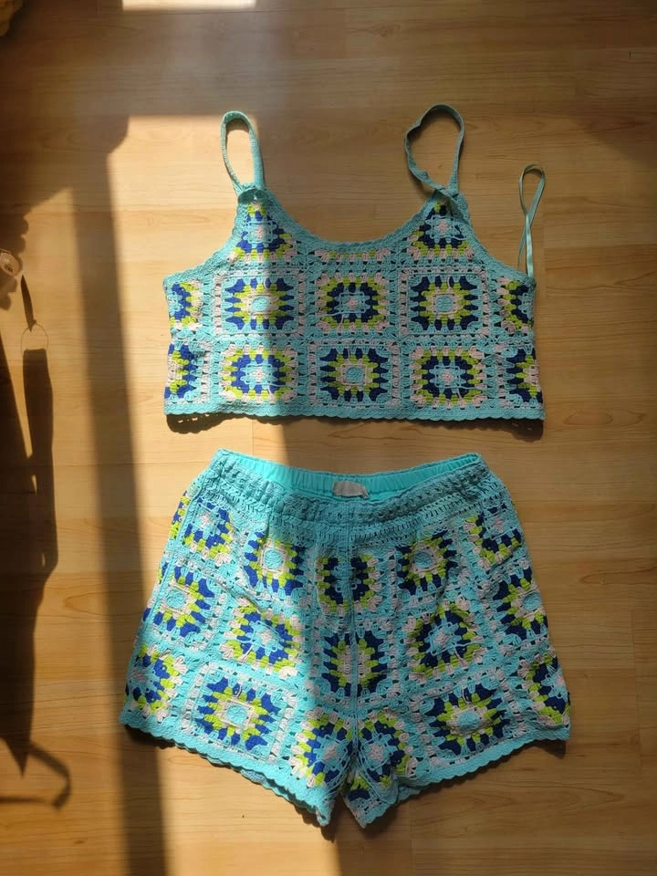 Blue Crochet Square Two-Piece Set - photo 4