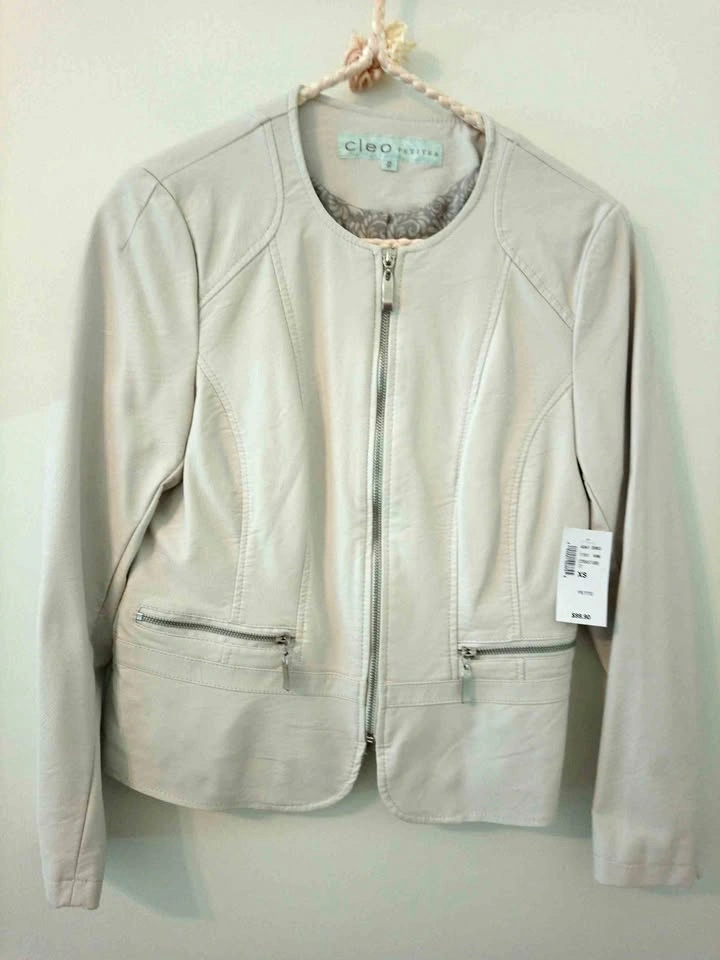 Bone coloured Faux Leather Jacket