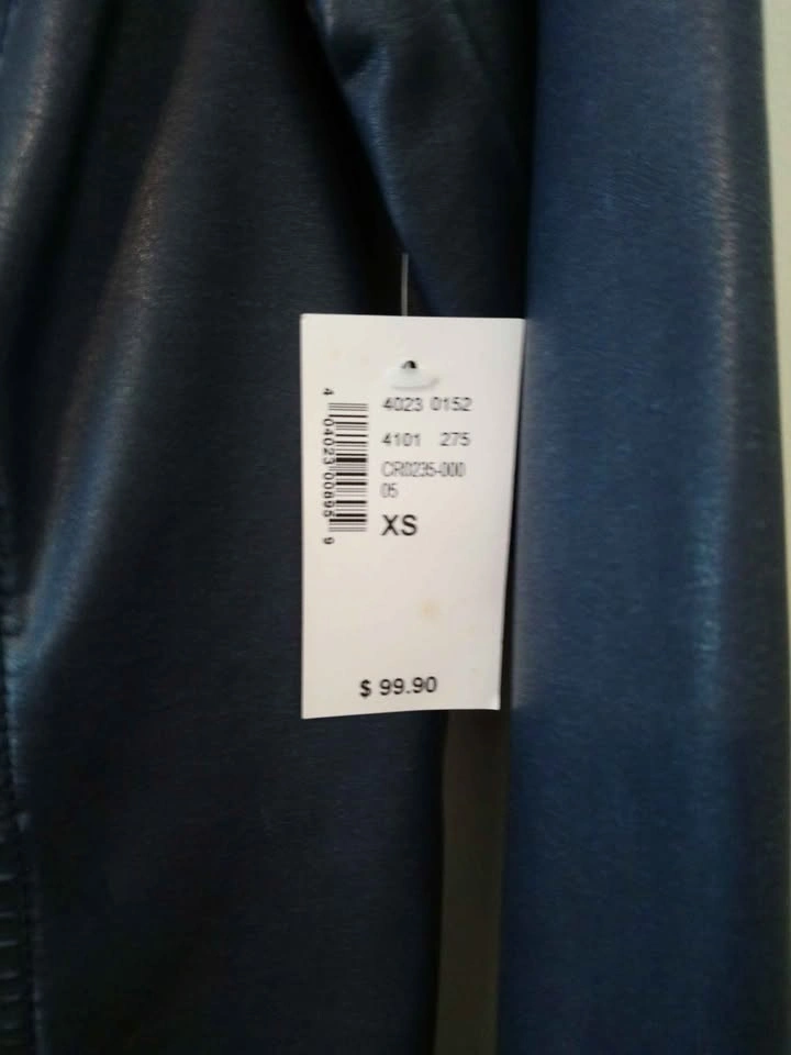 Dark Blue Faux Leather Jacket - photo 3