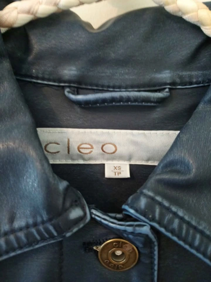 Dark Blue Faux Leather Jacket - photo 4