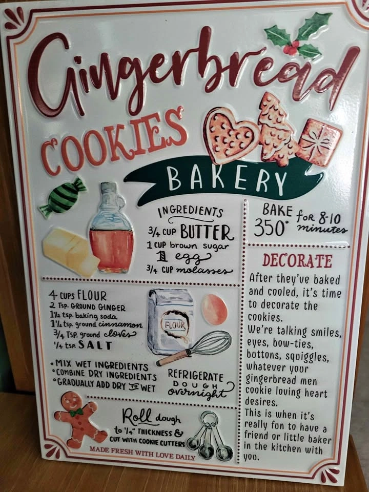 Gingerbread Cookie Recipe metal sign