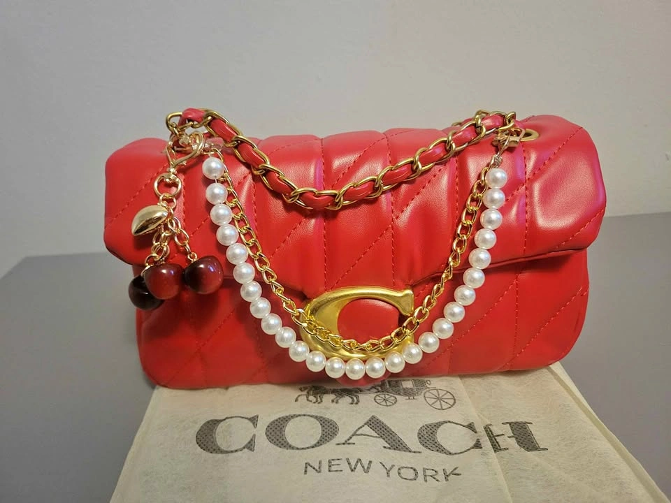 New Coach Red Quilted Shoulder/Crossbody Bag