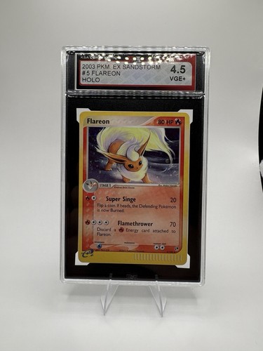 2003 Pokemon EX Sandstorm Flareon #5/100 Holo KSA 4.5 VGE+